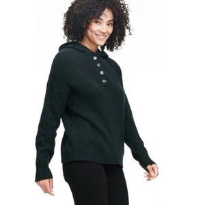 NAADAM Cable Knit Sleeve Henley Hoodie